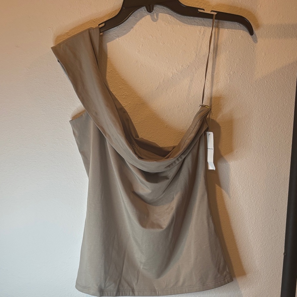 Abercrombie & Fitch Tan Drape Neck Blouse